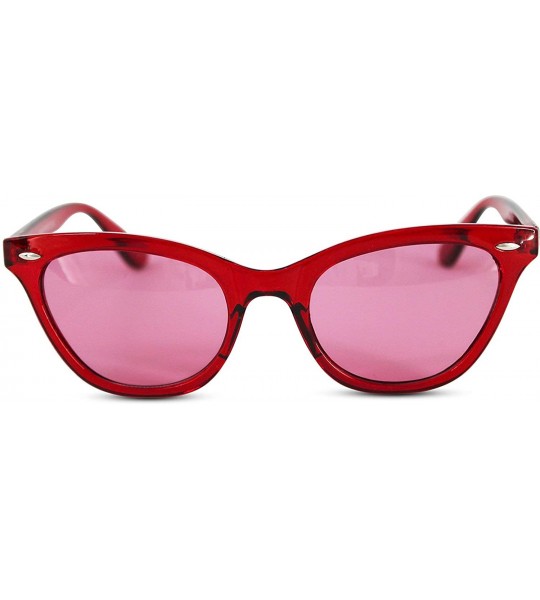 Cat Eye Clear Princess Cat Eye Neon Frame Sunglasses - Red - CM18DAOLIQG $18.74