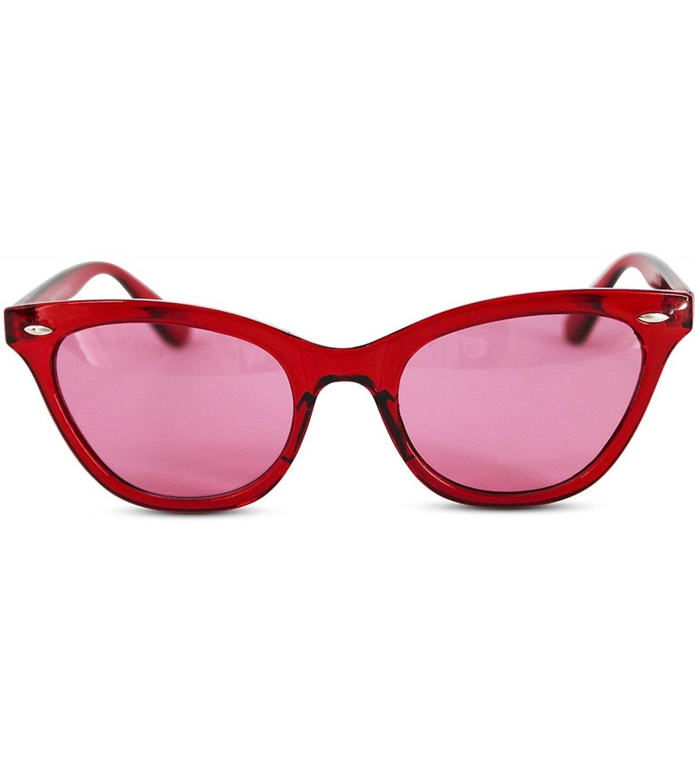 Cat Eye Clear Princess Cat Eye Neon Frame Sunglasses - Red - CM18DAOLIQG $18.74