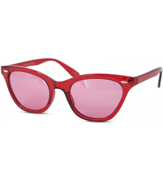 Cat Eye Clear Princess Cat Eye Neon Frame Sunglasses - Red - CM18DAOLIQG $18.74