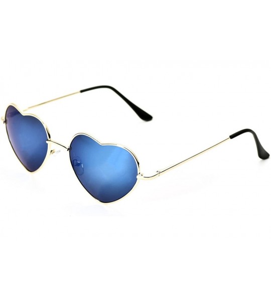 Aviator 6 Packs Vintage Mirrored Lens Aviator Unisex Heart Sunglasses Metal Frame - Blue Mirror - CD18E3CNX8X $51.13