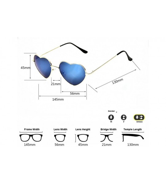 Aviator 6 Packs Vintage Mirrored Lens Aviator Unisex Heart Sunglasses Metal Frame - Blue Mirror - CD18E3CNX8X $51.13