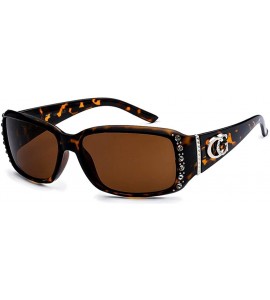Rectangular CG Eyewear Medium Retangle Shape Rhinestone Sunglasses for Women Black - Tortoise - CK180ON7XWA $42.36