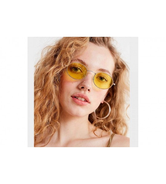 Oval Retro Sunglasses Vintage Small Metal Oval Frame Colorful UV400 Mirror Travel 5 - 8 - CJ18YKT9GZ7 $18.32