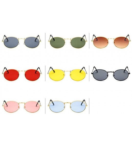 Oval Retro Sunglasses Vintage Small Metal Oval Frame Colorful UV400 Mirror Travel 5 - 8 - CJ18YKT9GZ7 $18.32