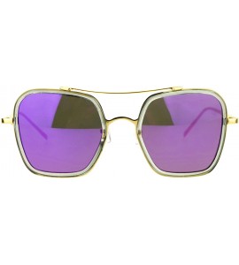 Rectangular Double Rim Oversize Flat Lens Rectangular Butterfly Sunglasses - Grey Purple - CA12EFCR3V9 $24.12