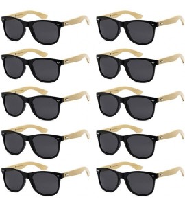 Wrap Wholesale Bamboo Sunglasses Eco Friendly Modern Retro 80's Classic - 10 Pack - Gloss Black - Smoke Lens - CM17AAL785I $6...