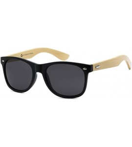 Wrap Wholesale Bamboo Sunglasses Eco Friendly Modern Retro 80's Classic - 10 Pack - Gloss Black - Smoke Lens - CM17AAL785I $6...