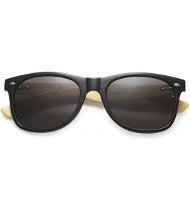 Wrap Wholesale Bamboo Sunglasses Eco Friendly Modern Retro 80's Classic - 10 Pack - Gloss Black - Smoke Lens - CM17AAL785I $6...