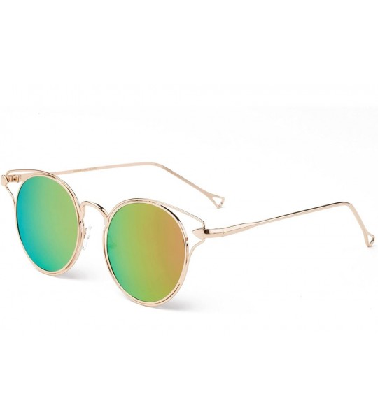 Rectangular "Paris" Modern Round Unique Flash Lens Fashion Sunglasses - Gold/Pink - CT12M3W445L $21.83