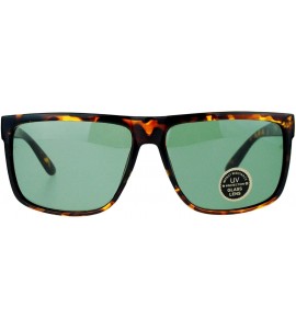 Square Impact Resistant Glass Lens Sunglasses Square Designer Fashion Frame - Tortoise (Green) - CJ18060NLLM $18.83