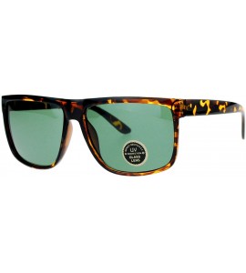 Square Impact Resistant Glass Lens Sunglasses Square Designer Fashion Frame - Tortoise (Green) - CJ18060NLLM $18.83