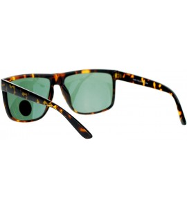 Square Impact Resistant Glass Lens Sunglasses Square Designer Fashion Frame - Tortoise (Green) - CJ18060NLLM $18.83