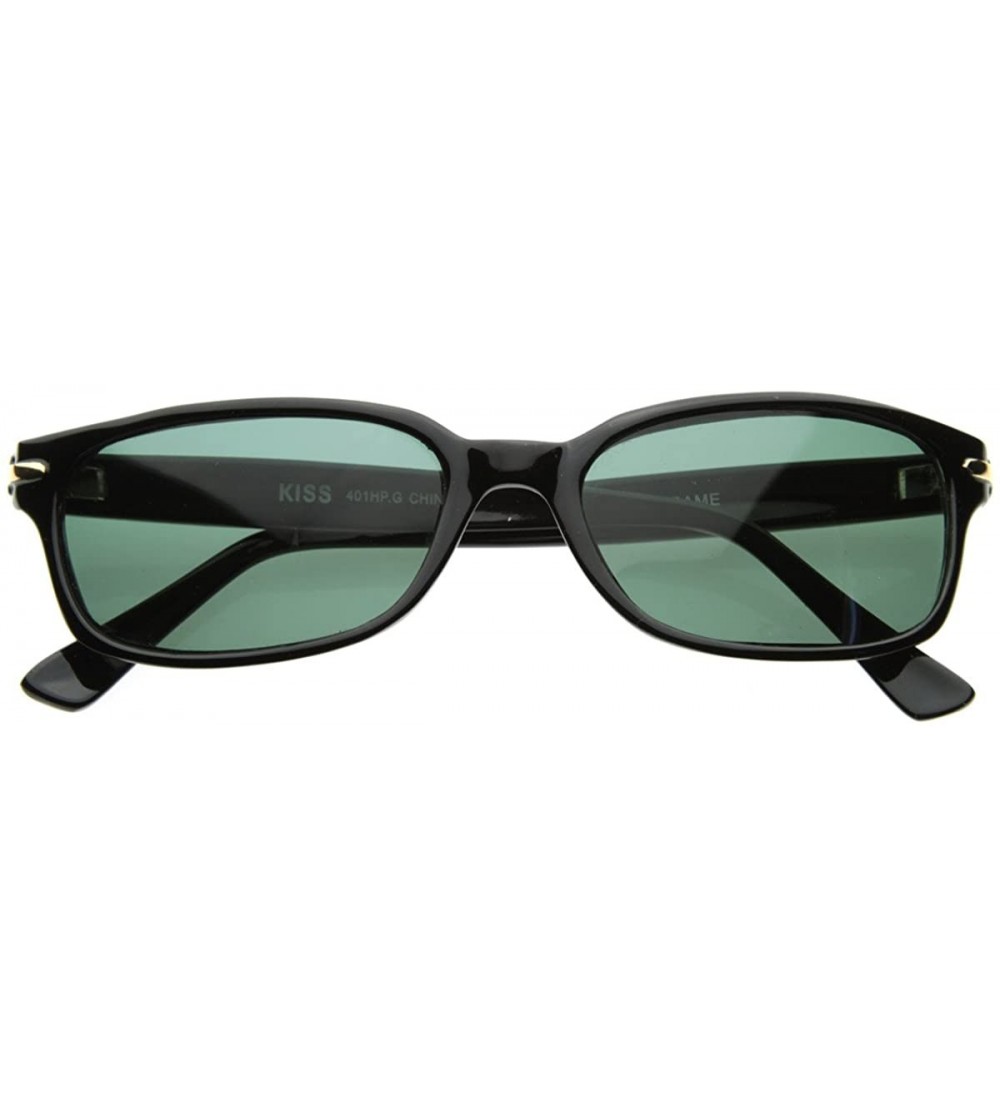 Rectangular Modified Rectangular Horned Sunglasses (Black) - CR116Q2I429 $17.88