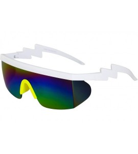 Semi-rimless Semi Rimless Goggle Style Retro Rainbow Mirrored Lens ZigZag Sunglasses - Rainbow Yellow - CC18SZA785Y $23.24