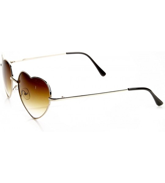 Round Small Thin Metal Heart Shaped Frame Cupid Sunglasses (Gold Amber) - CC11DV2Y79B $19.95