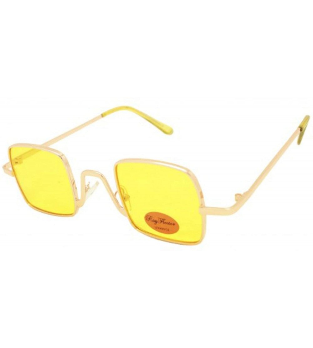 Square Small Metal Square Sunglasses - Yellow - CA199U6DHMZ $28.62
