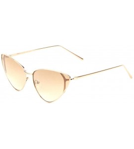 Round Retro Thin Frame Round Corners Cat Eye Sunglasses - Brown - CI197U7G8WO $27.27