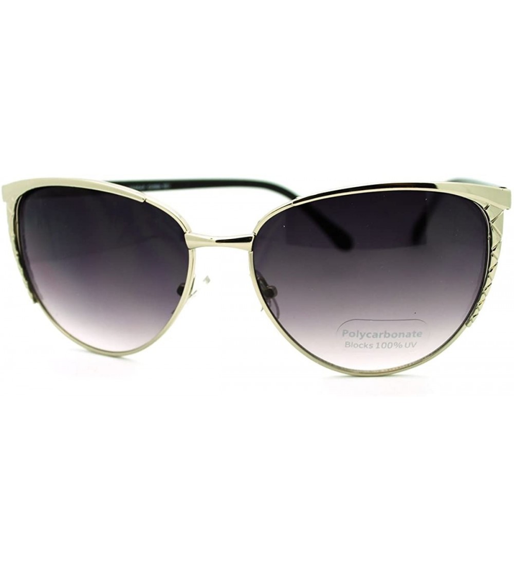 Round Womens Round Cateye Sunglasses Thin Metal Feminine Style - Silver - CR186633KHC $18.79
