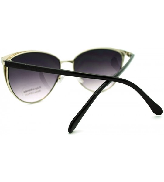 Round Womens Round Cateye Sunglasses Thin Metal Feminine Style - Silver - CR186633KHC $18.79