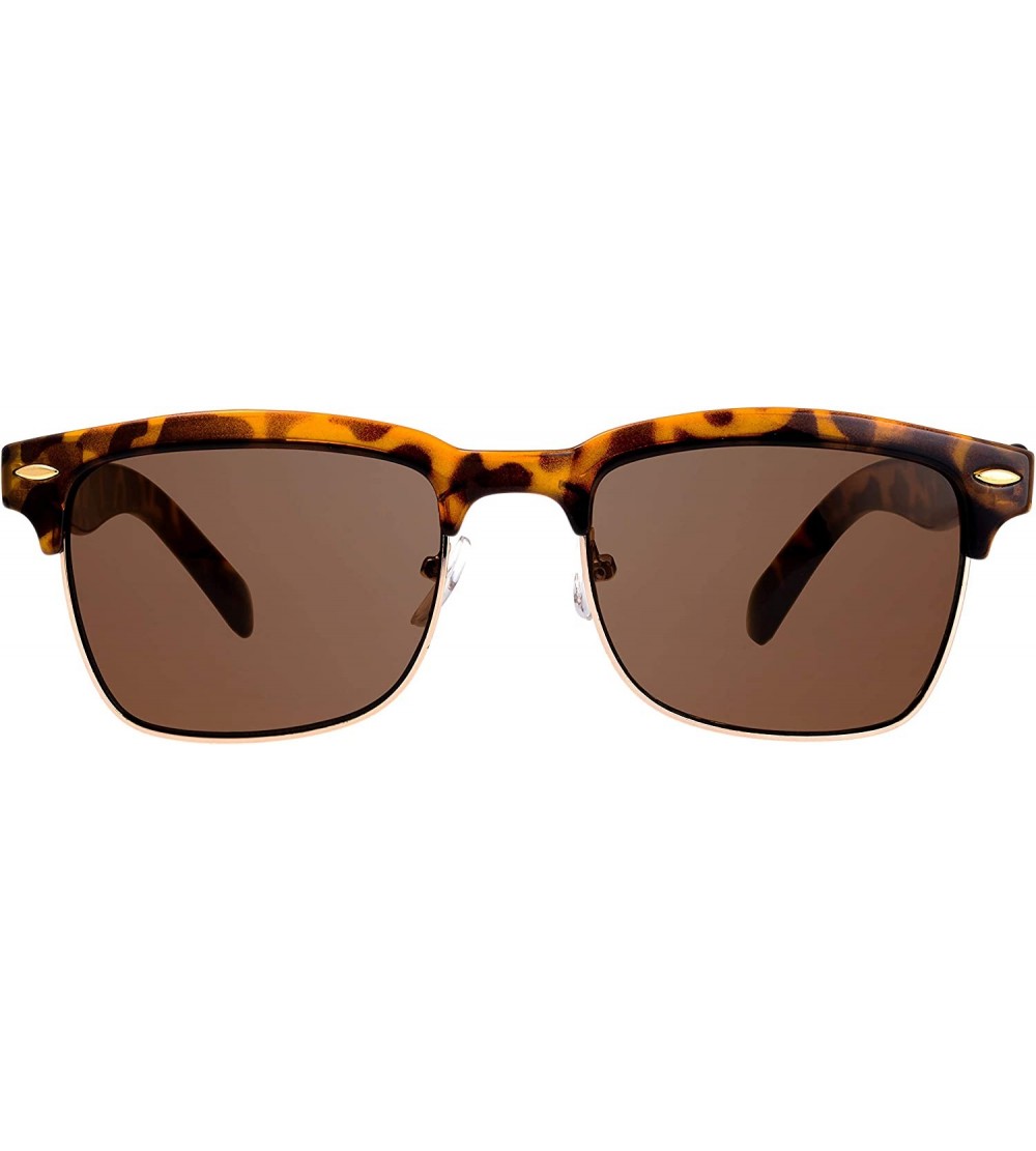 Semi-rimless Semi Rimless Sunglasses Women Men Retro Brand Sun Glasses - Gift Box Package - 1-tortoise- Brown - CA18XK2WLDE $...