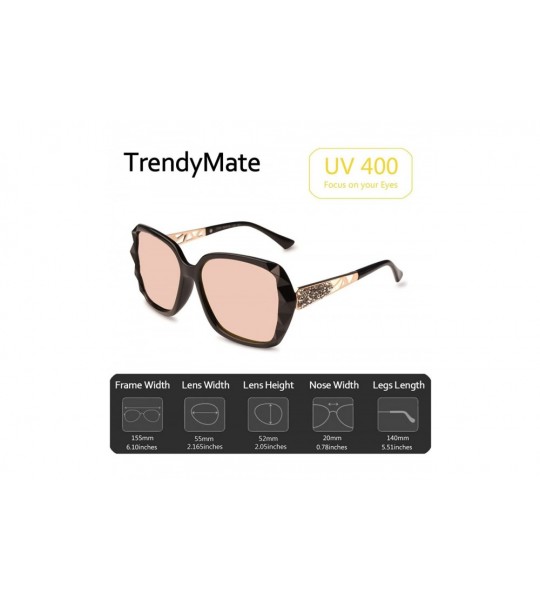 Oversized Women Luxury Classic Oversized Polarized Sunglasses 100% UV Protection Fashion Eyewear - Black Frame/Pink Lens - CP...