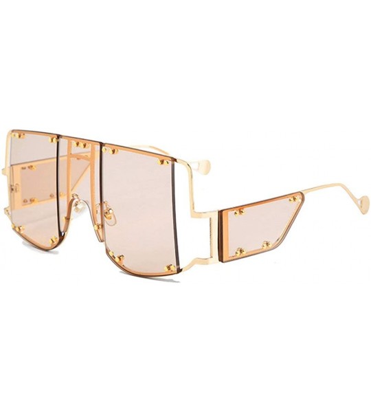 Square 2019 new fashion oversized unisex personality trend square frame men's sunglasses UV400 - Pink - CY18YZIXDDL $29.21