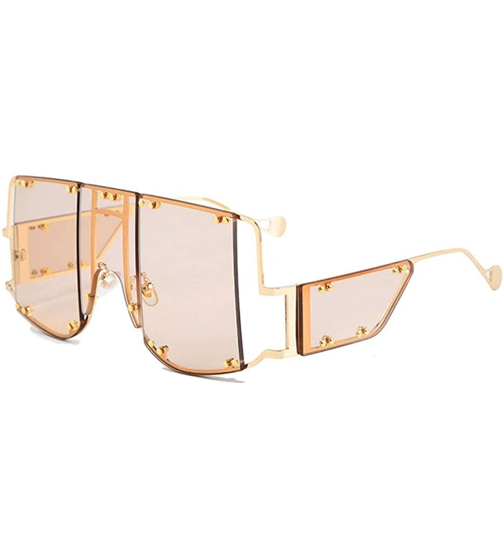 Square 2019 new fashion oversized unisex personality trend square frame men's sunglasses UV400 - Pink - CY18YZIXDDL $29.21