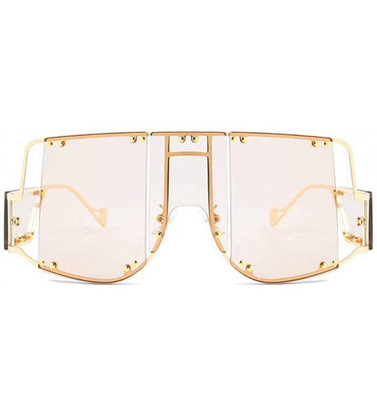 Square 2019 new fashion oversized unisex personality trend square frame men's sunglasses UV400 - Pink - CY18YZIXDDL $29.21