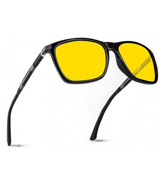 Round Polarized Sunglasses for Men Rectangular Mens Sun Glasses Aluminum Driving Sunglasses For Men Women - Yellow - CV18L3WQ...