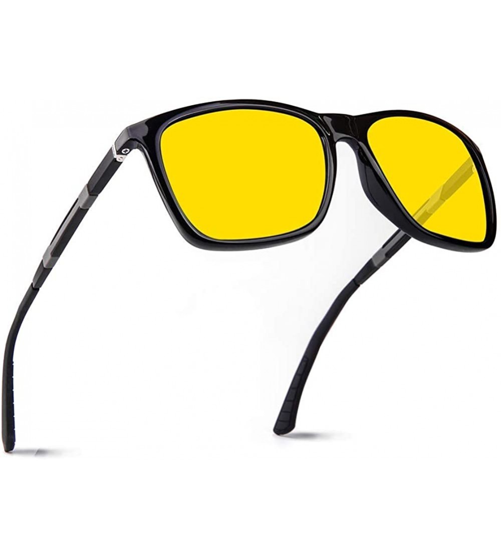 Round Polarized Sunglasses for Men Rectangular Mens Sun Glasses Aluminum Driving Sunglasses For Men Women - Yellow - CV18L3WQ...