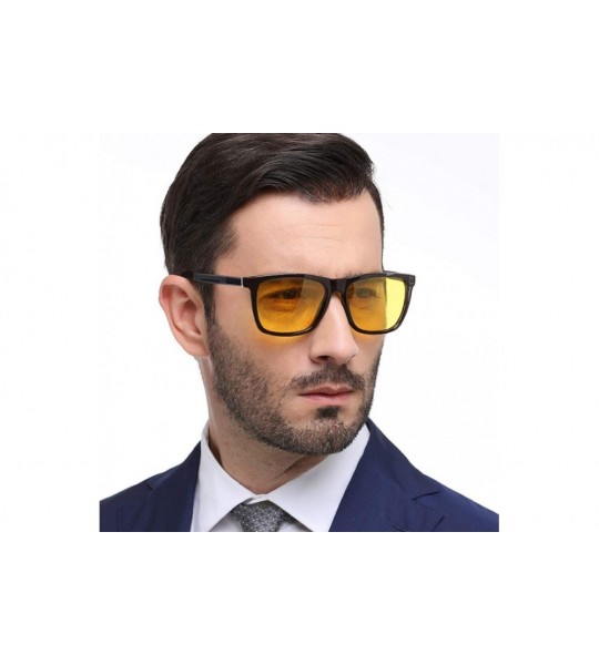 Round Polarized Sunglasses for Men Rectangular Mens Sun Glasses Aluminum Driving Sunglasses For Men Women - Yellow - CV18L3WQ...