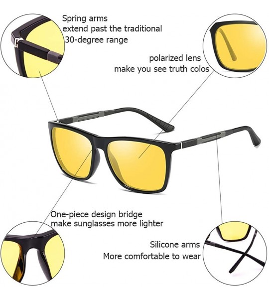 Round Polarized Sunglasses for Men Rectangular Mens Sun Glasses Aluminum Driving Sunglasses For Men Women - Yellow - CV18L3WQ...