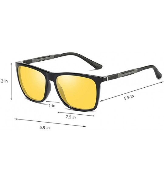 Round Polarized Sunglasses for Men Rectangular Mens Sun Glasses Aluminum Driving Sunglasses For Men Women - Yellow - CV18L3WQ...