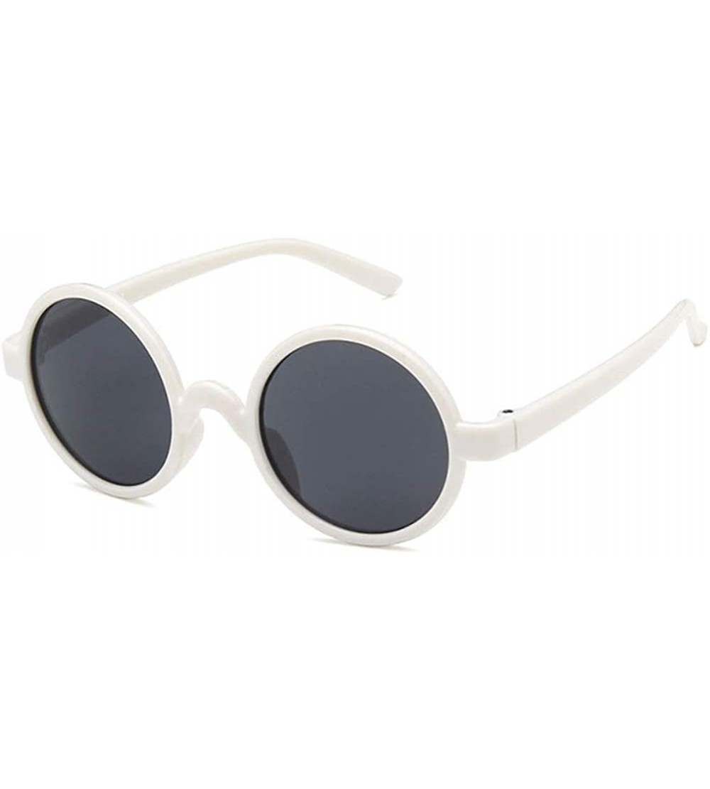 Round Unisex Sunglasses Retro Bright Black Grey Drive Holiday Round Non-Polarized UV400 - White Grey - CT18RI0TRDG $17.86