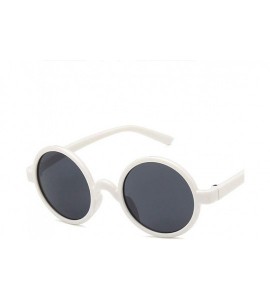 Round Unisex Sunglasses Retro Bright Black Grey Drive Holiday Round Non-Polarized UV400 - White Grey - CT18RI0TRDG $17.86