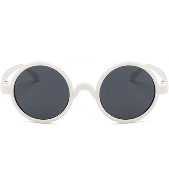 Round Unisex Sunglasses Retro Bright Black Grey Drive Holiday Round Non-Polarized UV400 - White Grey - CT18RI0TRDG $17.86