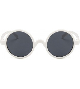 Round Unisex Sunglasses Retro Bright Black Grey Drive Holiday Round Non-Polarized UV400 - White Grey - CT18RI0TRDG $17.86