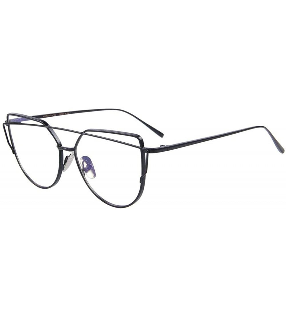 Square Fashion Women Cat Eye Sunglasses Coating Mirror Lens Sun glasses UV400 S7882 - Black&transparent - C512N2105IN $22.70
