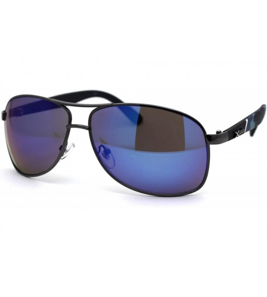 Sport Mens Camouflage Arm Narrow Rectangular Sport Pilot Sunglasses - Gunmetal Blue - CQ12HVJRC73 $24.05