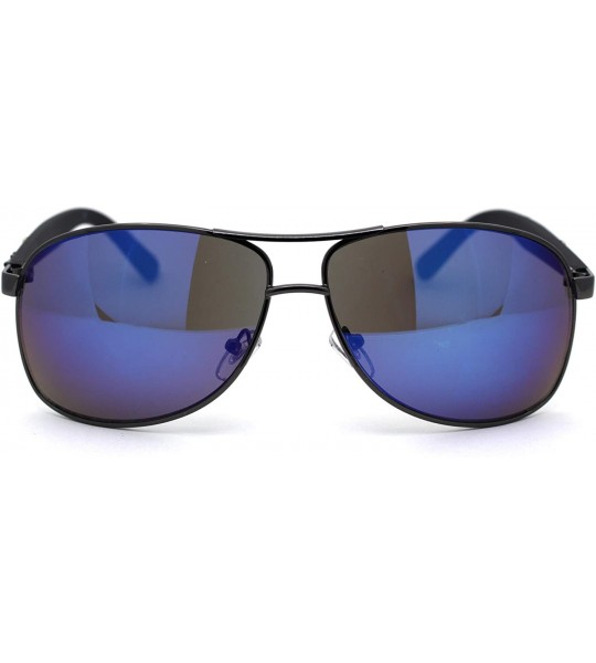 Sport Mens Camouflage Arm Narrow Rectangular Sport Pilot Sunglasses - Gunmetal Blue - CQ12HVJRC73 $24.05