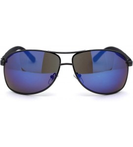 Sport Mens Camouflage Arm Narrow Rectangular Sport Pilot Sunglasses - Gunmetal Blue - CQ12HVJRC73 $24.05