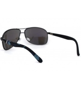 Sport Mens Camouflage Arm Narrow Rectangular Sport Pilot Sunglasses - Gunmetal Blue - CQ12HVJRC73 $24.05