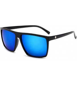 Square New 2019 Steampunk Square Sunglasses Men SKULL Logo All Black Coating Sun Black - Blue - CO18XE0MQGQ $16.71