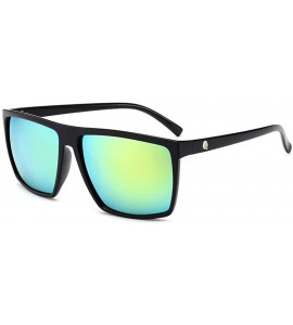 Square New 2019 Steampunk Square Sunglasses Men SKULL Logo All Black Coating Sun Black - Blue - CO18XE0MQGQ $16.71