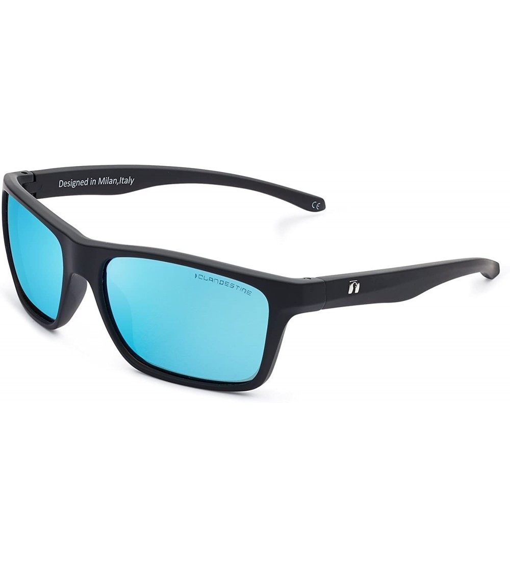 Sport Square & Curve - Men & Women Sunglasses - Square Matt Black - Light Blue Nylon Hd / Before $59.95 - Now 20% Off - CL18U...