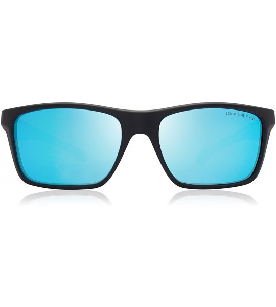 Sport Square & Curve - Men & Women Sunglasses - Square Matt Black - Light Blue Nylon Hd / Before $59.95 - Now 20% Off - CL18U...