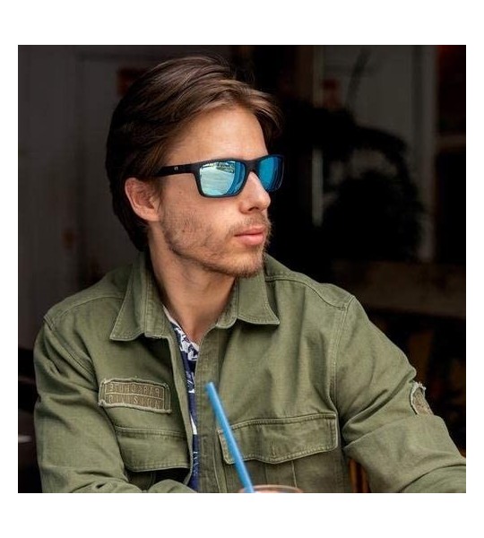 Sport Square & Curve - Men & Women Sunglasses - Square Matt Black - Light Blue Nylon Hd / Before $59.95 - Now 20% Off - CL18U...