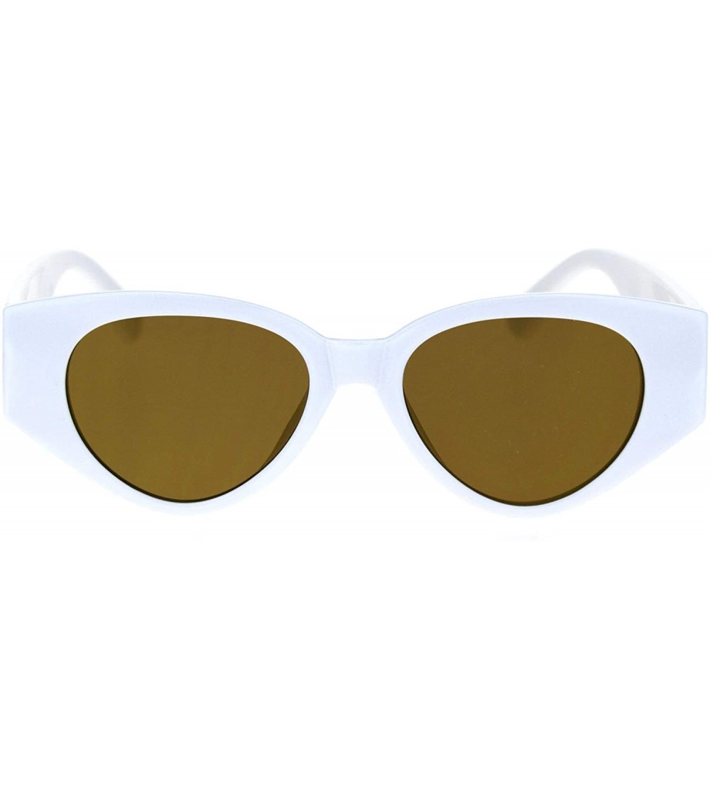 Cat Eye Womens Mod Thick Plastic Arm Cat Eye Retro Sunglasses - White Brown - CG18S3E0E9W $17.83