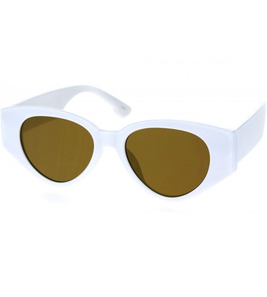 Cat Eye Womens Mod Thick Plastic Arm Cat Eye Retro Sunglasses - White Brown - CG18S3E0E9W $17.83