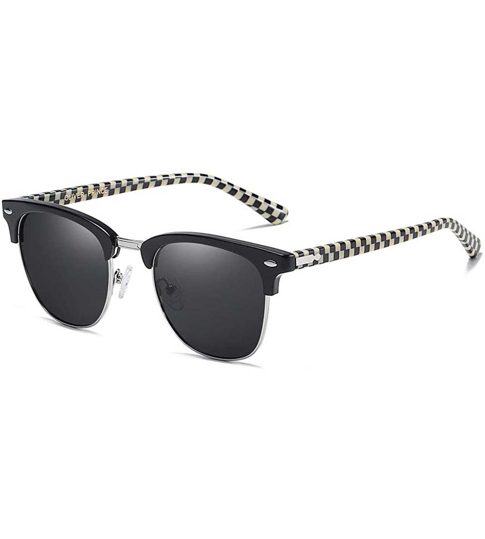 Rimless Vintage Round Polarized Sunglasses for Women and Men & Semi Rimless Sun glasses Acetate Frame 100% UV Blocking - CU18...